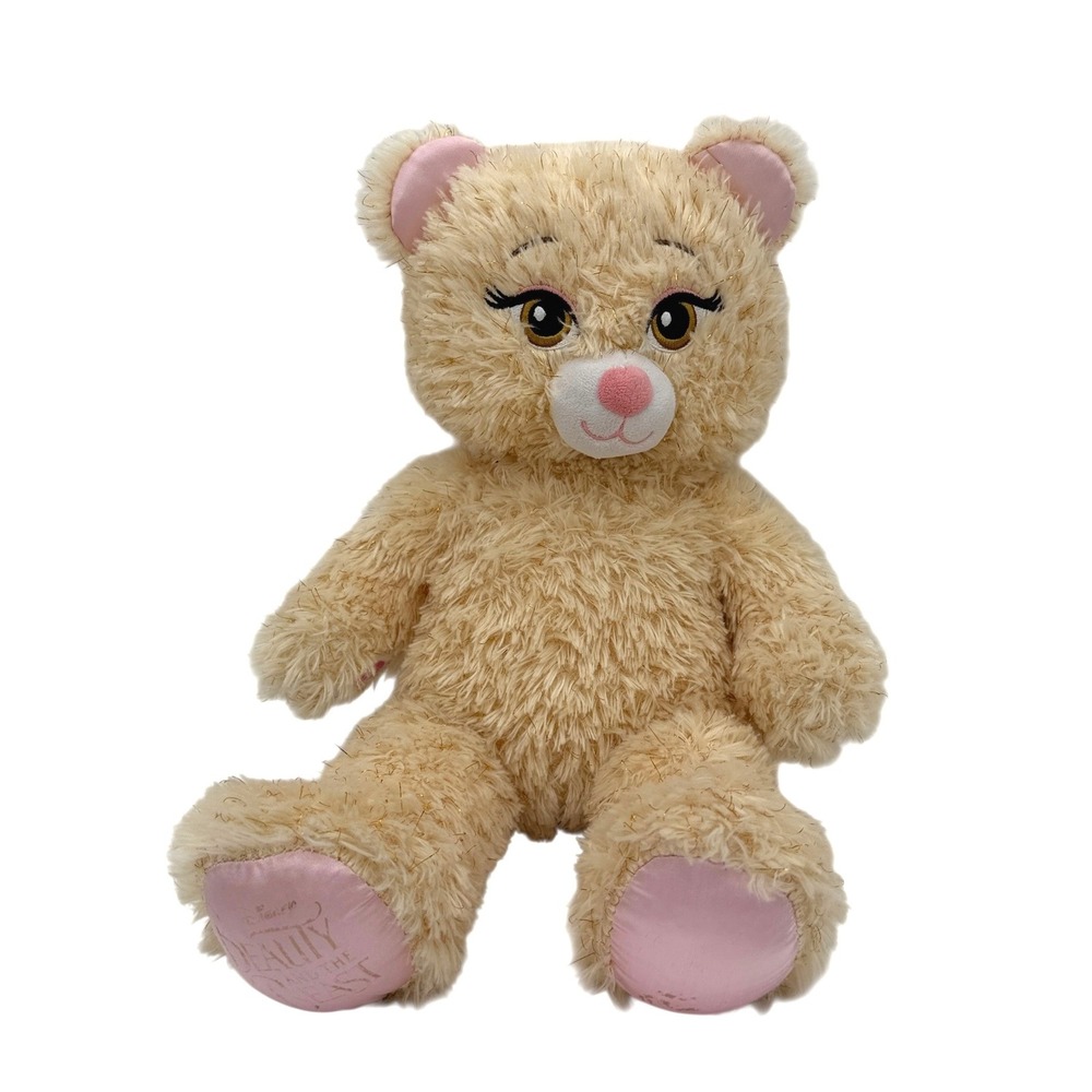 Build-A-Bear Disney Beauty and the Beast Teddy Bear Plush Gold Sparkle 17"